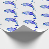 Blauw Dolphin Wrapping Paper Cadeaupapier (Hoek)