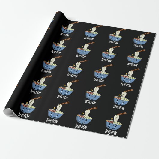 Blauw-don Grappige Udon Grappenmaker Donkere BG Cadeaupapier (Uitgerold)