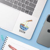 Blauw-don Grappige Udon Grappenmaker Sticker (Laptop met iPhone)