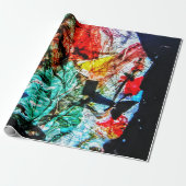 Blauw donker abstract inpakpapier, Abstract feest Cadeaupapier (Uitgerold)