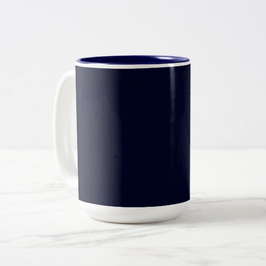 Blauw Donker Elegant en Eenvoudig Tweekleurige Koffiemok (Voorkant links)