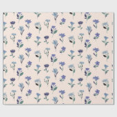 Blauw Donker en groen bloemen verjaardag wrapping  Cadeaupapier (Vlak)