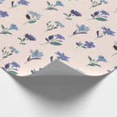 Blauw Donker en groen bloemen verjaardag wrapping  Cadeaupapier (Hoek)