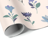 Blauw Donker en groen bloemen verjaardag wrapping  Cadeaupapier (Rol Hoek)