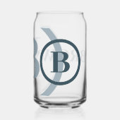 Blauw Donkerblauw Monogram Naam Blikvorm Glas (Achterkant)