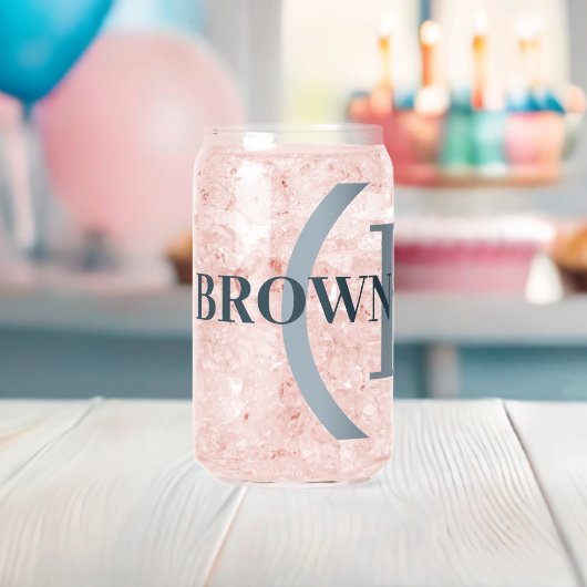 Blauw Donkerblauw Monogram Naam Blikvorm Glas (Insitu (Baby Shower))