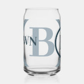 Blauw Donkerblauw Monogram Naam Blikvorm Glas (Links)