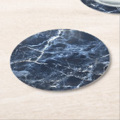 Blauw donkermarmeren patroon ronde kartonnen onderzetter (Gebogen)