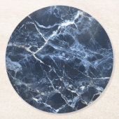 Blauw donkermarmeren patroon ronde kartonnen onderzetter (Voorkant)