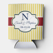 Blauw, Donkerrood, Gele Strepen Bruiloft Blikjeskoeler (Voorkant)