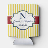 Blauw, Donkerrood, Gele Strepen Bruiloft Blikjeskoeler (Achterkant)