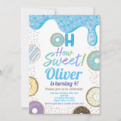 Blauw Donut Boy Kind Birthday Party Elke leeftijd Kaart (Voorkant)