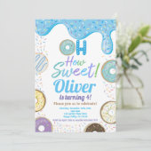 Blauw Donut Boy Kind Birthday Party Elke leeftijd Kaart (Staand voorkant)