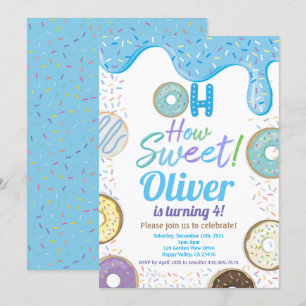 Blauw Donut Boy Kind Birthday Party Elke leeftijd Kaart