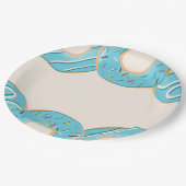 Blauw Donut Genot Papieren Bordje (Gekanteld)