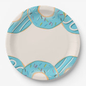 Blauw Donut Genot Papieren Bordje (Voorkant)