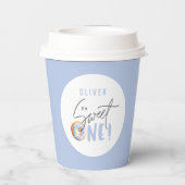 blauw Donut zoet een 1e verjaardag party decor Papieren Bekers (Achterkant)
