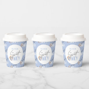 blauw Donut zoete 1 1e verjaardag feest  Papieren Bekers