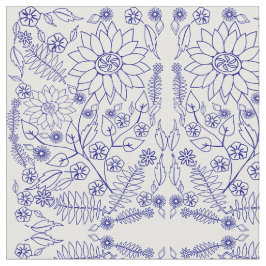 Blauw Doodle Bloem Stof