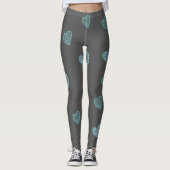 Blauw Doodle Hearts Grey Leggings (Voorkant)