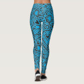Blauw Doodlepatroon Leggings (Achterkant)