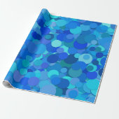 blauw dot confetti inpakpapier (Uitgerold)
