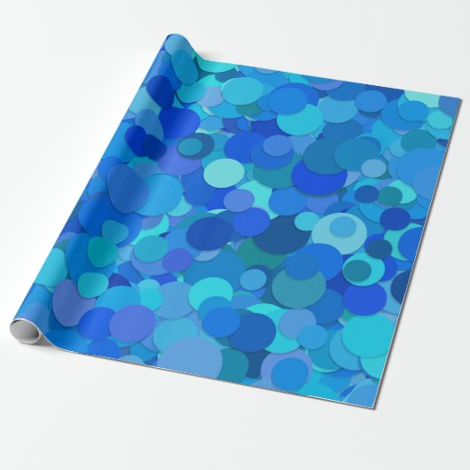 blauw dot confetti inpakpapier (Uitgerold)