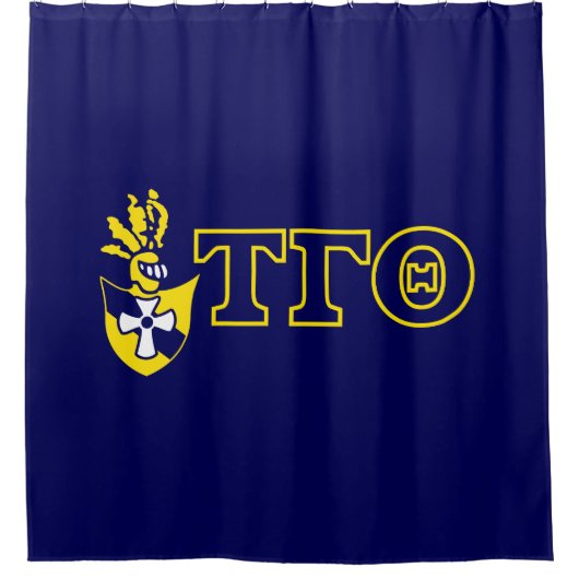 Blauw Douchegordijn met Crest & Letters (Voorkant)