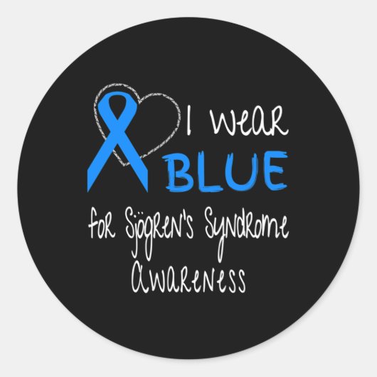 Blauw draag voor Sjogren's Syndrome Awareness Ribb Ronde Sticker (Voorkant)