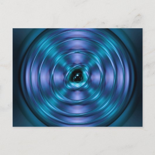 Blauw draaiend atoom briefkaart (Voorkant)