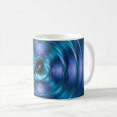 Blauw draaiend atoom koffiemok (Voorkant rechts)