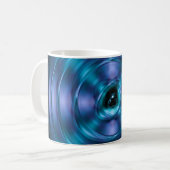 Blauw draaiend atoom koffiemok (Voorkant links)