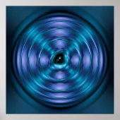 Blauw draaiend atoom poster (Voorkant)