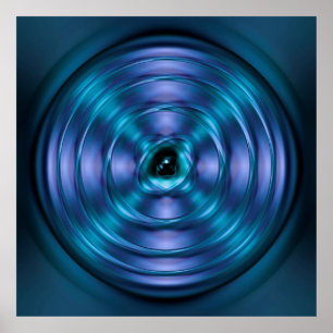 Blauw draaiend atoom poster
