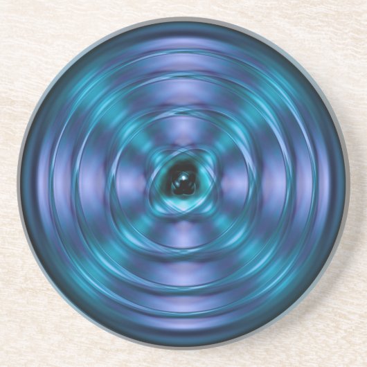 Blauw draaiend atoom zandsteen onderzetter (Voorkant)