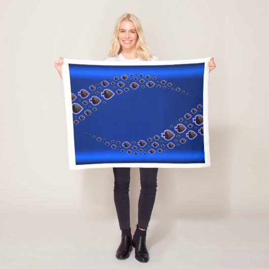 Blauw Draaikolk Schoppenpatroon Fleece Deken (In situ)