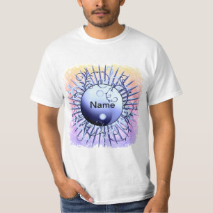 Blauw draaikolk Yin Yang t-shirt