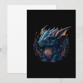 blauw-draak-met-paarse-hoofd-paarse-hoofd save the date (Voorkant / Achterkant)