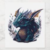 blauw-draak-met-paarse-hoofd-paarse-hoofd wijn etiket (Enkel label)