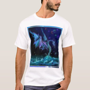 BLAUW DRAGON OP WATER T-SHIRT