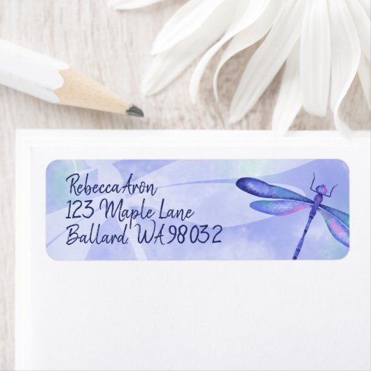 Blauw Dragonfly-adres Mailing Label (Insitu)