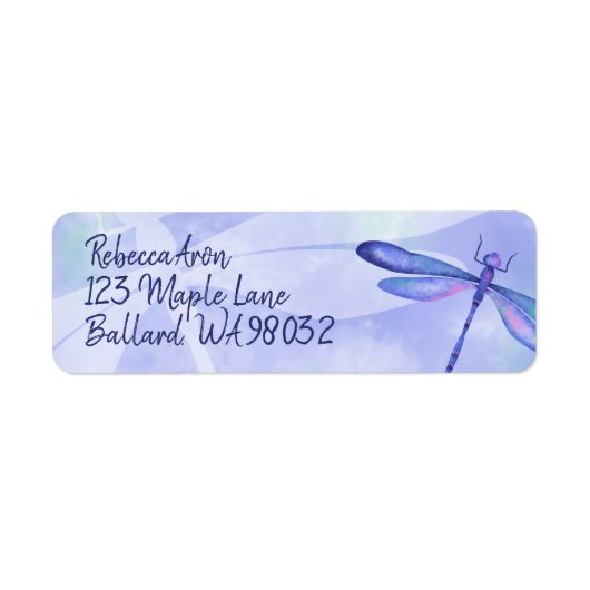 Blauw Dragonfly-adres Mailing Label (Voorkant)