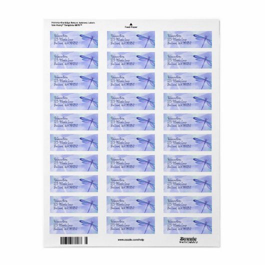 Blauw Dragonfly-adres Mailing Label (Full Sheet)