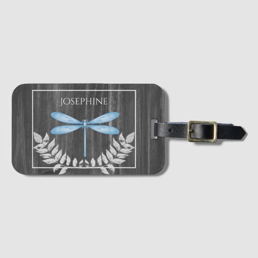 Blauw dragonfly Rustisch Bagagelabel (Voorkant (horizontaal))