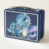 Blauw Draken Metaal Lunchbox Aanpassen (Achterkant)