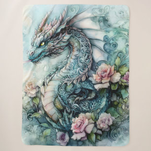 Blauw Draken Sherpa Dekbed met Bloemenkunst Deken