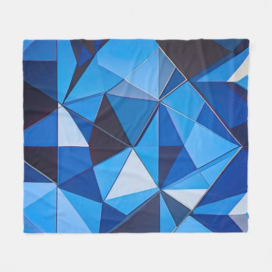 Blauw Driehoek Geometrisch Ontwerp Fleece Deken (Voorkant (Horizontaal))