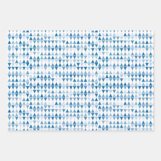 Blauw Driehoek Patroon Wrapping Paper — Modern Wra (Voorkant 2)