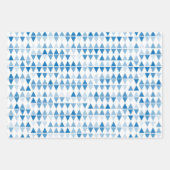 Blauw Driehoek Patroon Wrapping Paper — Modern Wra (Voorkant)