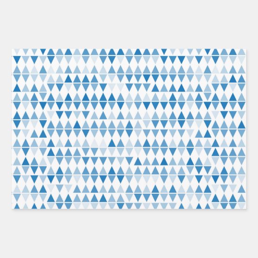 Blauw Driehoek Patroon Wrapping Paper — Modern Wra (Voorkant)